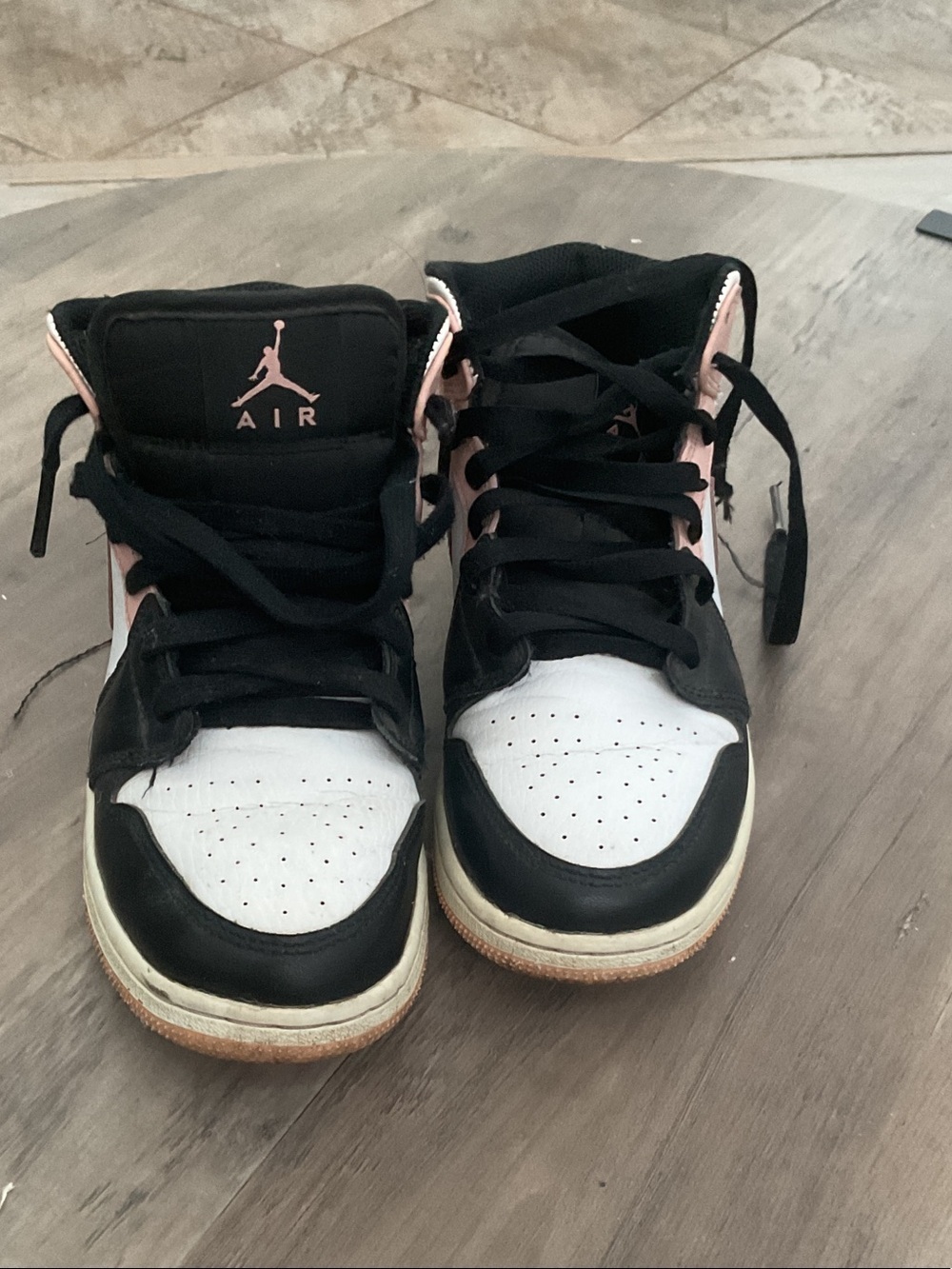 Jordan Kids Mid/High Top Sneakers in Pink, White & Black